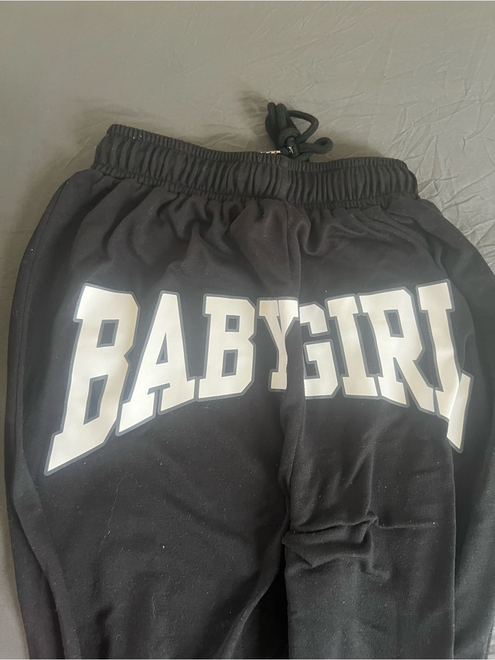 SHEIN Black Joggers with White "BABYGIRL" Graphic